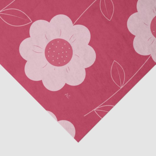 花柄はっきりしたマゼンタティッシュペーパー 薄葉紙 (詳細)