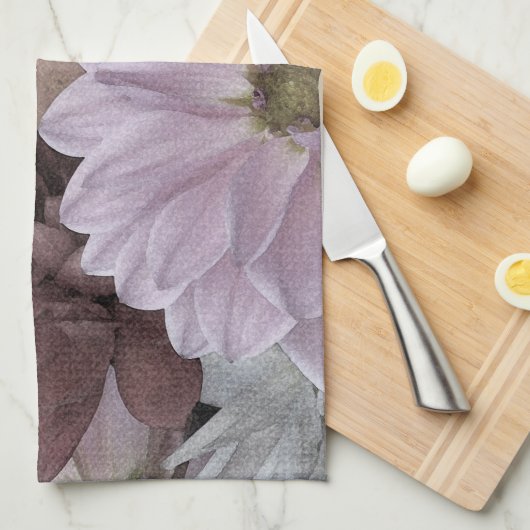 花柄はダリアの庭の花を抽出します キッチンタオル (四つ折り)