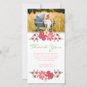 花柄は女の赤ちゃんの写真カードテンプレート感謝していしています サンキューカード (正面)