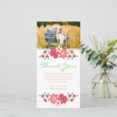 花柄は女の赤ちゃんの写真カードテンプレート感謝していしています サンキューカード (スタンド正面)