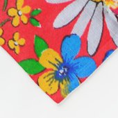 花柄をバにした手作りパッチワークキルト フリースブランケット (角)