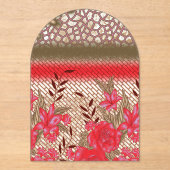 花柄を特徴とする複雑な織物デザイン アクリル招待状 (正面)