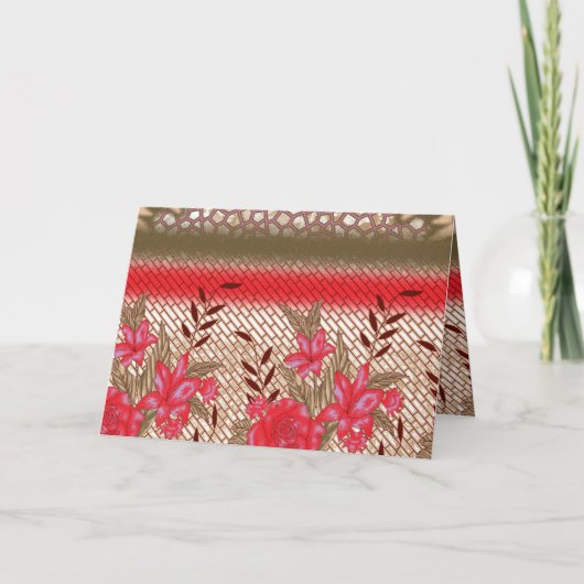 花柄を特徴とする複雑な織物デザイン サンキューカード (正面)