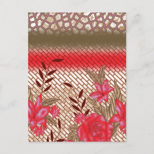 花柄を特徴とする複雑な織物デザイン シーズンポストカード (正面)