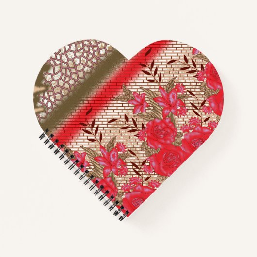 花柄を特徴とする複雑な織物デザイン ノートブック (正面)