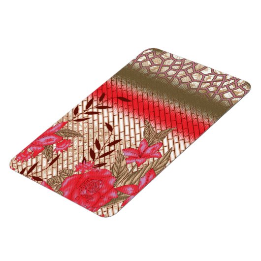 花柄を特徴とする複雑な織物デザイン マグネット (左側)