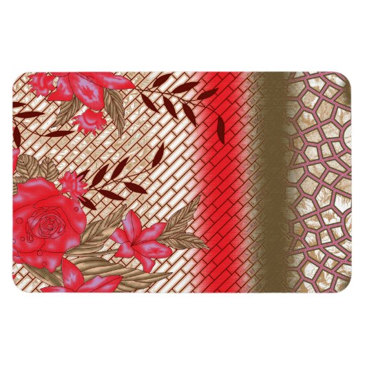 花柄を特徴とする複雑な織物デザイン マグネット (横)