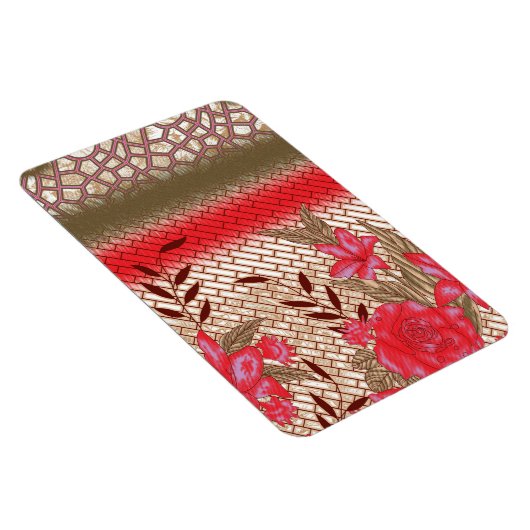 花柄を特徴とする複雑な織物デザイン マグネット (右側)