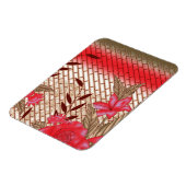 花柄を特徴とする複雑な織物デザイン マグネット (左側)