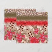 花柄を特徴とする複雑な織物デザイン 招待状 (正面/裏面)