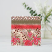 花柄を特徴とする複雑な織物デザイン 招待状 (スタンド正面)