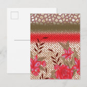 花柄を特徴とする複雑な織物デザイン 案内ポストカード (正面/裏面)