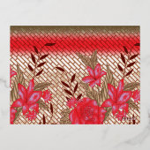 花柄を特徴とする複雑な織物デザイン 箔シーズンポストカード (裏面)