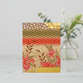 花柄を特徴とする複雑な織物デザイン 箔シーズンポストカード (立ち正面)