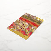 花柄を特徴とする複雑な織物デザイン 箔シーズンポストカード (回転した状態)