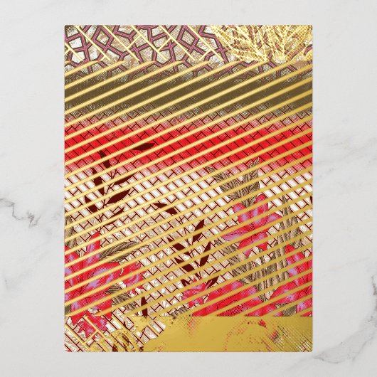 花柄を特徴とする複雑な織物デザイン 箔シーズンポストカード (正面)