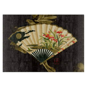 花柄を用いるひだを付けられた東洋ファン カッティングボード
