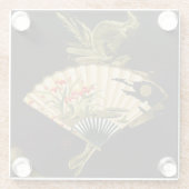 花柄を用いるひだを付けられた東洋ファン ガラスコースター (裏面)