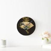 花柄を用いるひだを付けられた東洋ファン ラウンド壁時計 (ホーム)