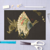 花柄を用いるひだを付けられた東洋ファン 薄葉紙 (クラフト)