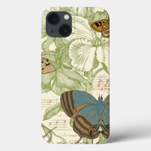 花柄を用いる楽譜の蝶 iPhone 13ケース