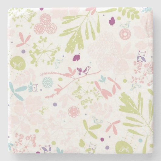 花柄を表示するパターン ストーンコースター (正面)