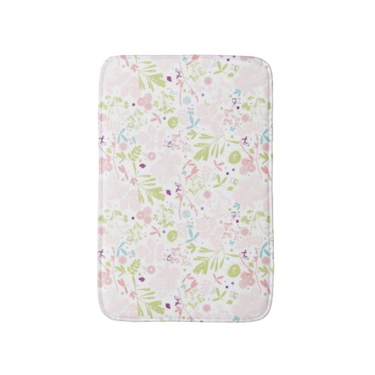 花柄を表示するパターン バスマット (正面縦)