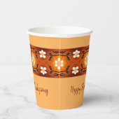 花柄アクセント付き桃 紙コップ (右)