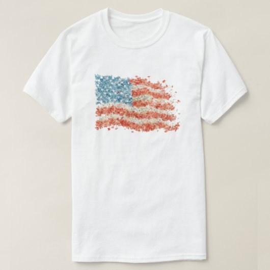 花柄アメリカ国旗 Tシャツ (デザイン正面)