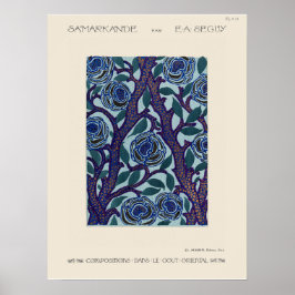 花柄アールデコステンシルプリント ポスター