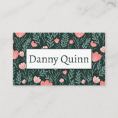 花柄エレガント植物性ピンクグリーン 名刺 (正面)