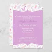 花柄エレガント蝶のベビーシャワー 招待状 (正面/裏面)