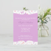 花柄エレガント蝶のベビーシャワー 招待状 (スタンド正面)