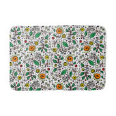 花柄オレンジのスワールベリーの白 –  バスマット (正面)