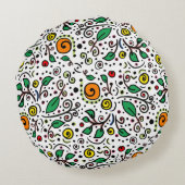 花柄オレンジのスワールベリーの白 –  ラウンドクッション (裏面)