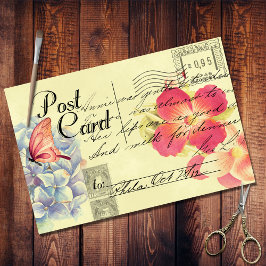 花柄オーストラリアのポストカード エフェメラ デコパージュ 薄葉紙