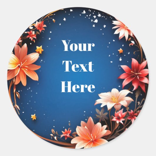 花柄カスタマイズステッカー パーティー/ウェディング ラウンドシール (正面)