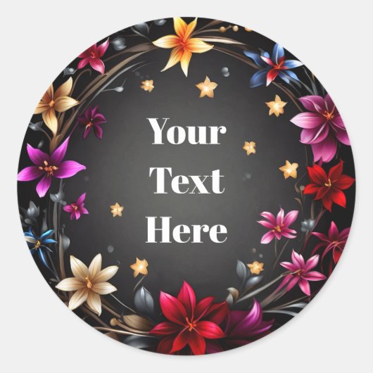 花柄カスタマイズステッカー パーティー/ウェディング ラウンドシール (正面)