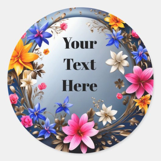 花柄カスタマイズステッカー パーティー/ウェディング ラウンドシール (正面)