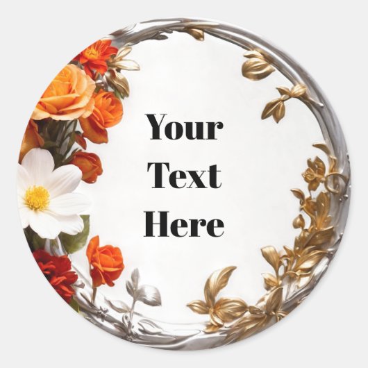 花柄カスタマイズステッカー パーティー/ウェディング ラウンドシール (正面)