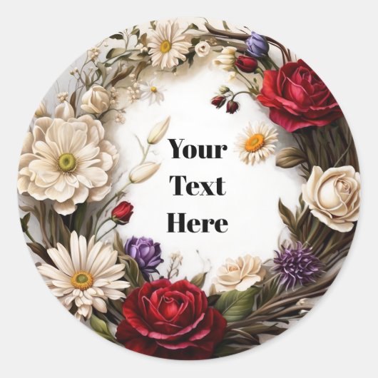 花柄カスタマイズステッカー パーティー/ウェディング ラウンドシール (正面)