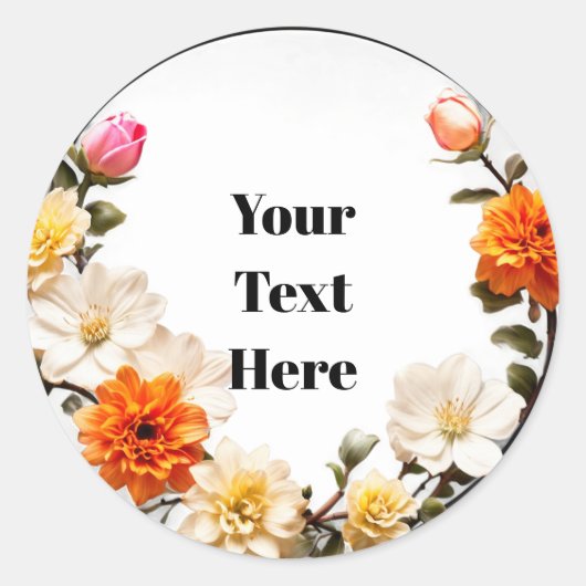 花柄カスタマイズステッカー パーティー/ウェディング ラウンドシール (正面)