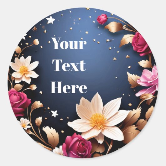 花柄カスタマイズステッカー パーティー/ウェディング ラウンドシール (正面)