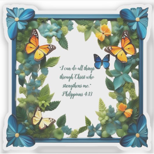 花柄カスタマイズビブルの名言ステッカー シール (正面)