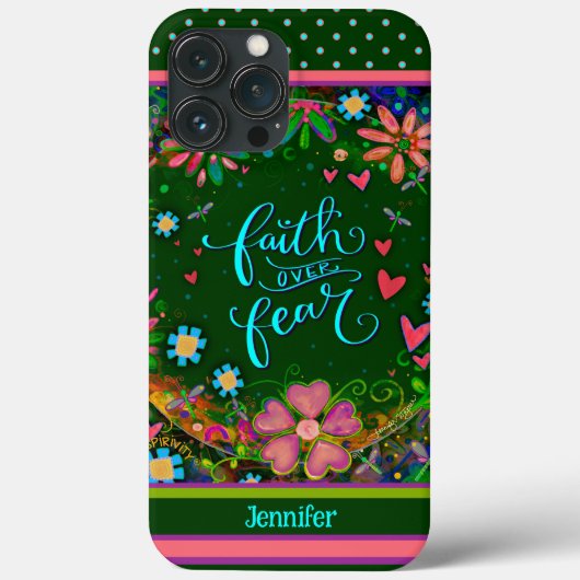 花柄カスタム名前Pretty Faithの引用 Case-Mate iPhoneケース (裏面)