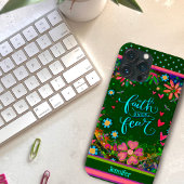 花柄カスタム名前Pretty Faithの引用 Case-Mate iPhoneケース
