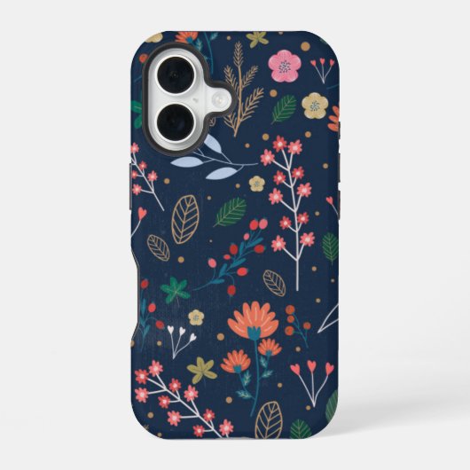 花柄カラフルデザイン iPhone 16ケース (裏面)