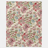 花柄カラフルトレンディー花ピンク緑 フリースブランケット (正面)