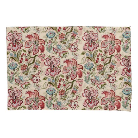 花柄カラフルトレンディー花ピンク緑 枕カバー (正面左)