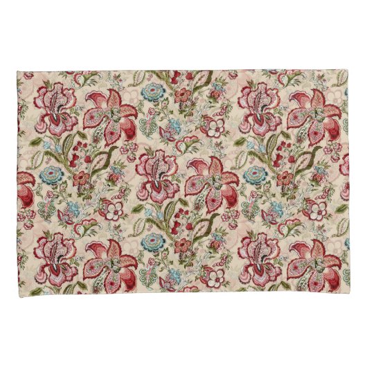 花柄カラフルトレンディー花ピンク緑 枕カバー (正面右)